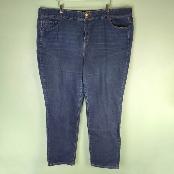 Lane Bryant Women's Dark Wash Straight Leg Denim Jeans Size 28 Regular - Picture 1 of 5